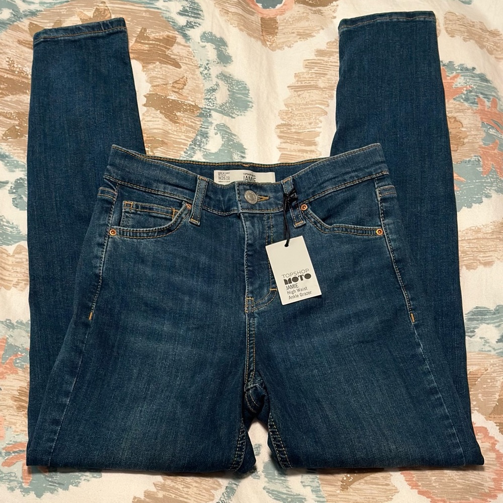 Topshop Moto Jamie Skinny Jeans Sz W26 L32 NWT Med Wash Stretch Normcore Casual